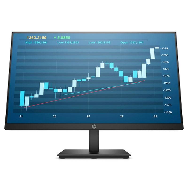 HP P244 23.8' FHD LED IPS monitor with anti-glare screen and multiple connectivity ports including HDMI, VGA, and DisplayPort.